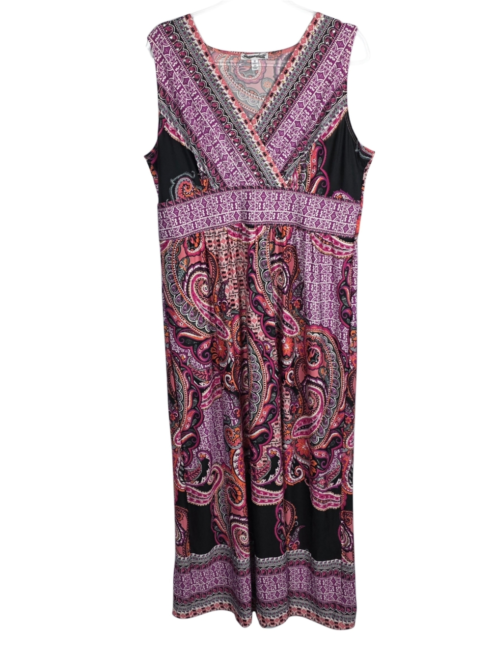 Notations Sleeveless Paisley Maxi Dress in Pink and Black